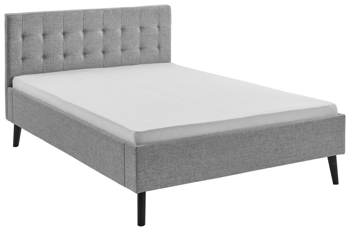 POLSTERBETT 140/200 cm, inkl.  in Grau  - Schwarz/Grau, Basics, Holz/Textil (140/200cm) - Boxxx