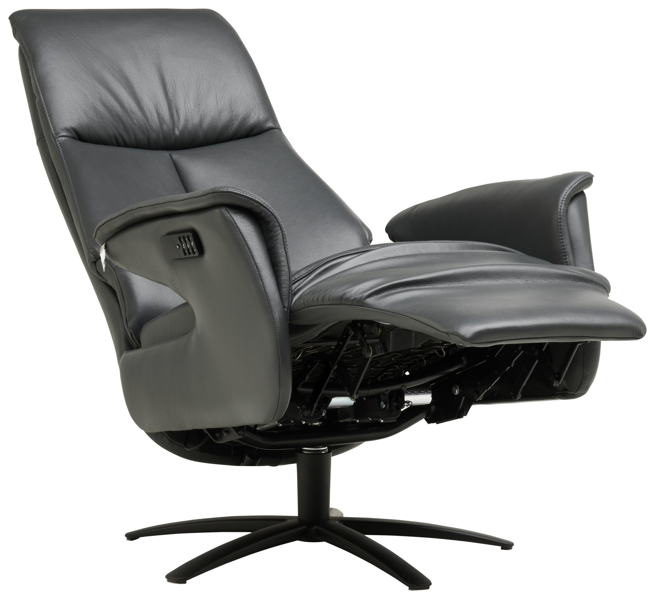 RELAXSESSEL in Leder Anthrazit  - Anthrazit/Schwarz, Design, Leder/Metall (76/111/86cm) - Welnova