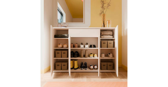 SCHUHSCHRANK  in 143,9/99,1/34,9 cm  - Sandfarben/Grau, MODERN, Holzwerkstoff/Kunststoff (143,9/99,1/34,9cm) - Carryhome
