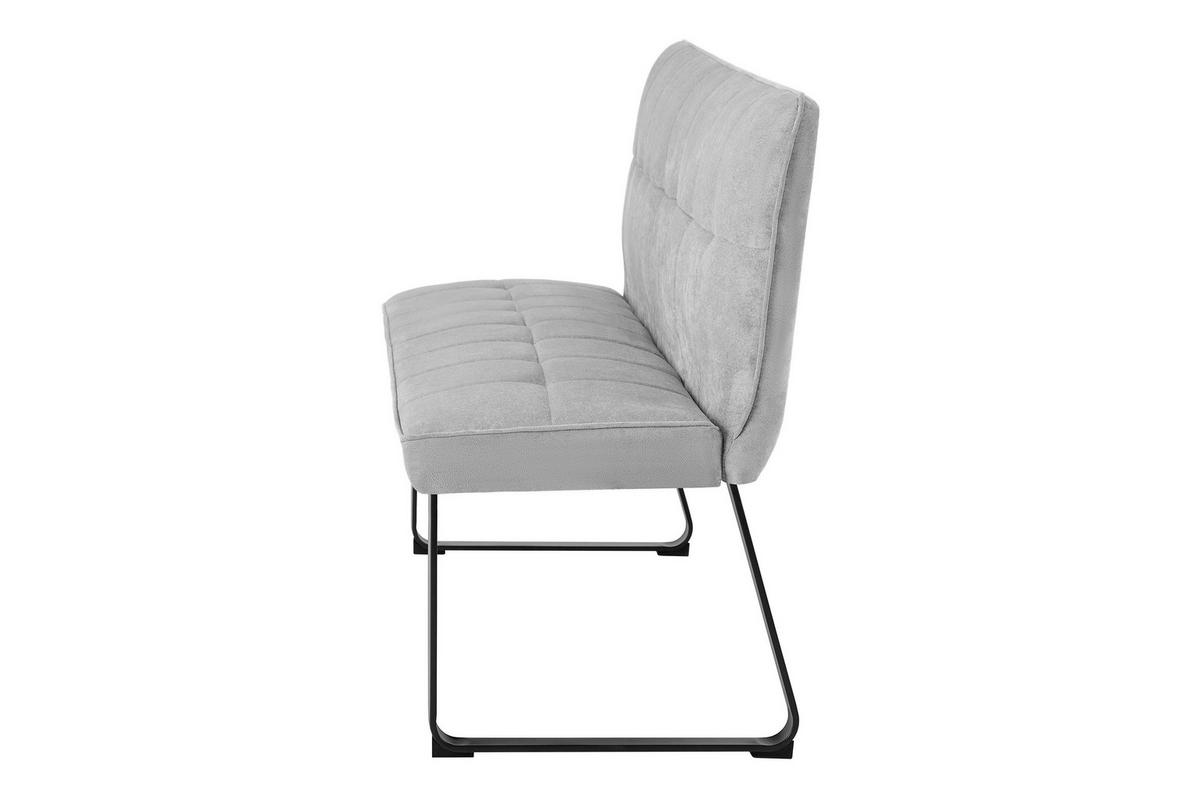 SITZBANK in Metall, Textil Hellgrau  - Hellgrau/Schwarz, MODERN, Textil/Metall (160/92/58cm) - MID.YOU
