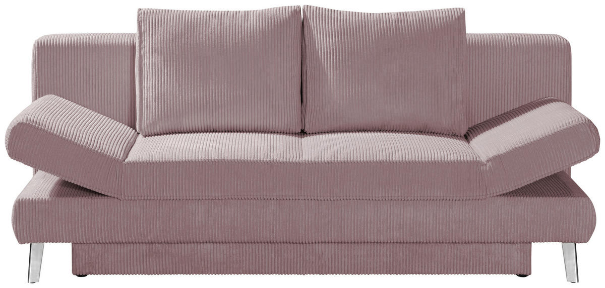 SCHLAFSOFA in Cord Rosa  - Chromfarben/Rosa, Design, Textil/Metall (200/85/90cm) - Xora