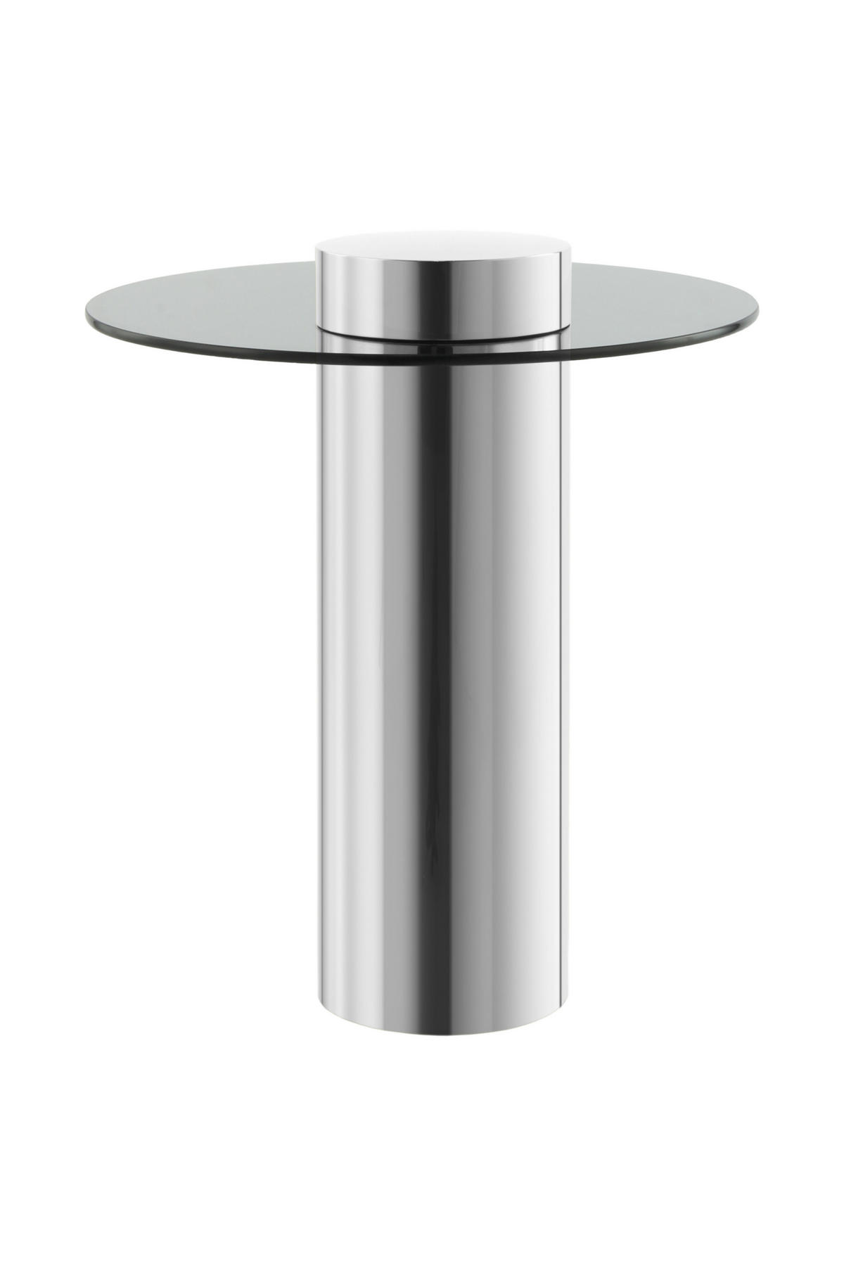 BEISTELLTISCH 46/46/52 cm Silberfarben rund  - Silberfarben, Design, Glas/Metall (46/46/52cm) - Kayoom