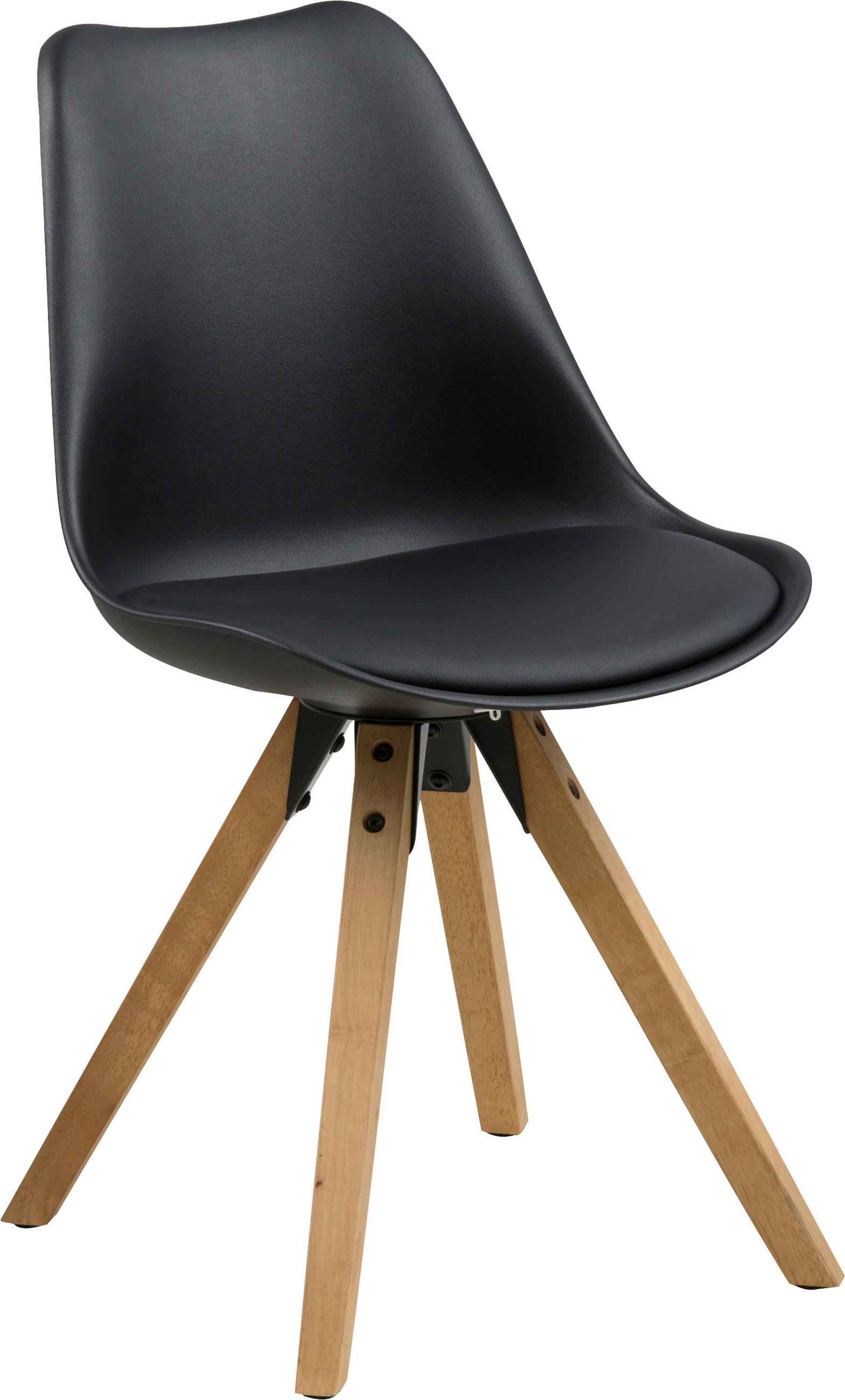 STUHL Lederlook Schwarz, Eichefarben Kautschukholz massiv  - Eichefarben/Schwarz, Design, Holz/Kunststoff (48/85/55cm) - Carryhome
