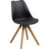 STUHL Lederlook Schwarz, Eichefarben Kautschukholz massiv  - Eichefarben/Schwarz, Design, Holz/Kunststoff (48/85/55cm) - Carryhome