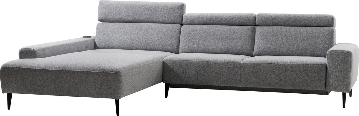 ECKSOFA  in Flachgewebe Grau  205/308 cm  - Schwarz/Grau, Design, Textil/Metall (205/308cm) - Sedda