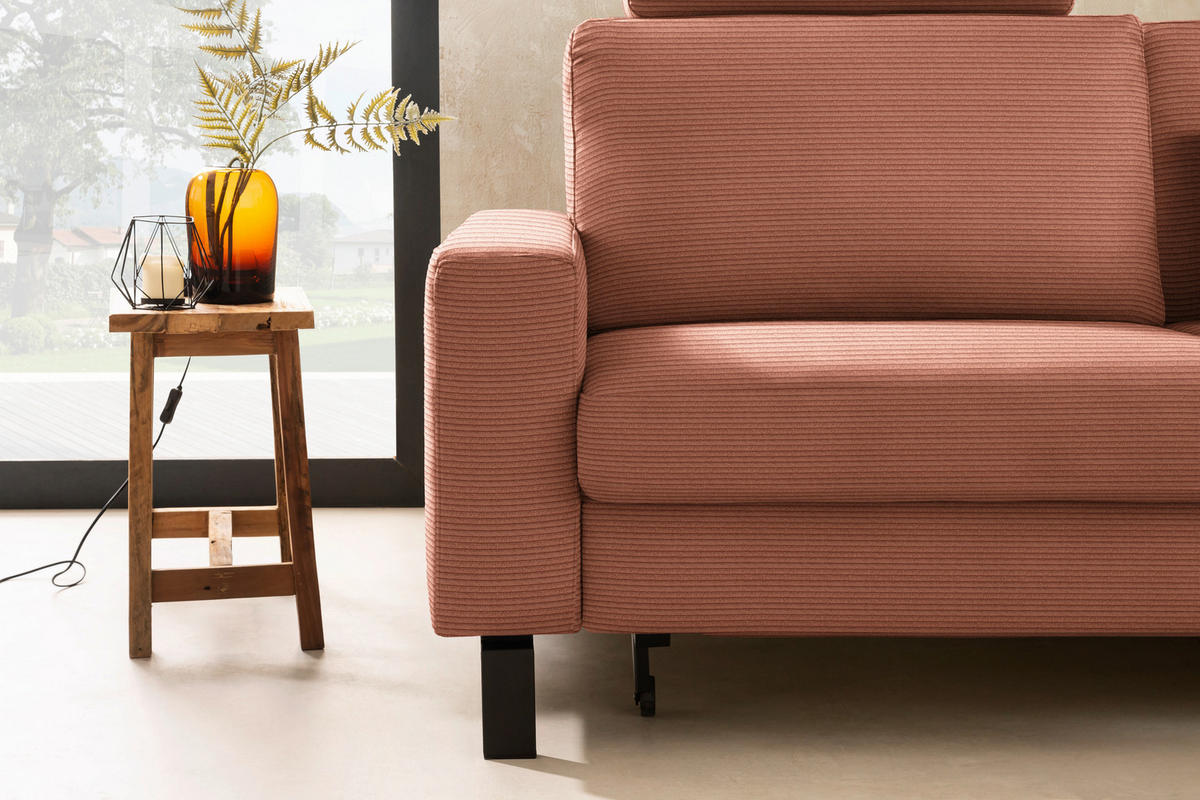 ECKSOFA Cord Rostfarben  - Rostfarben/Schwarz, Design, Textil/Metall (298/185cm) - Pure Home Lifestyle