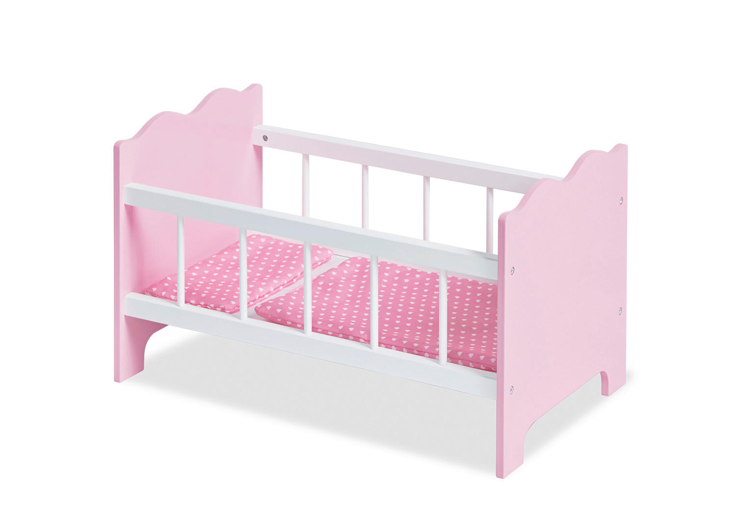 PUPPENBETT - Rosa/Weiß, Basics, Holzwerkstoff/Textil (50/29/29cm) - Pinolino