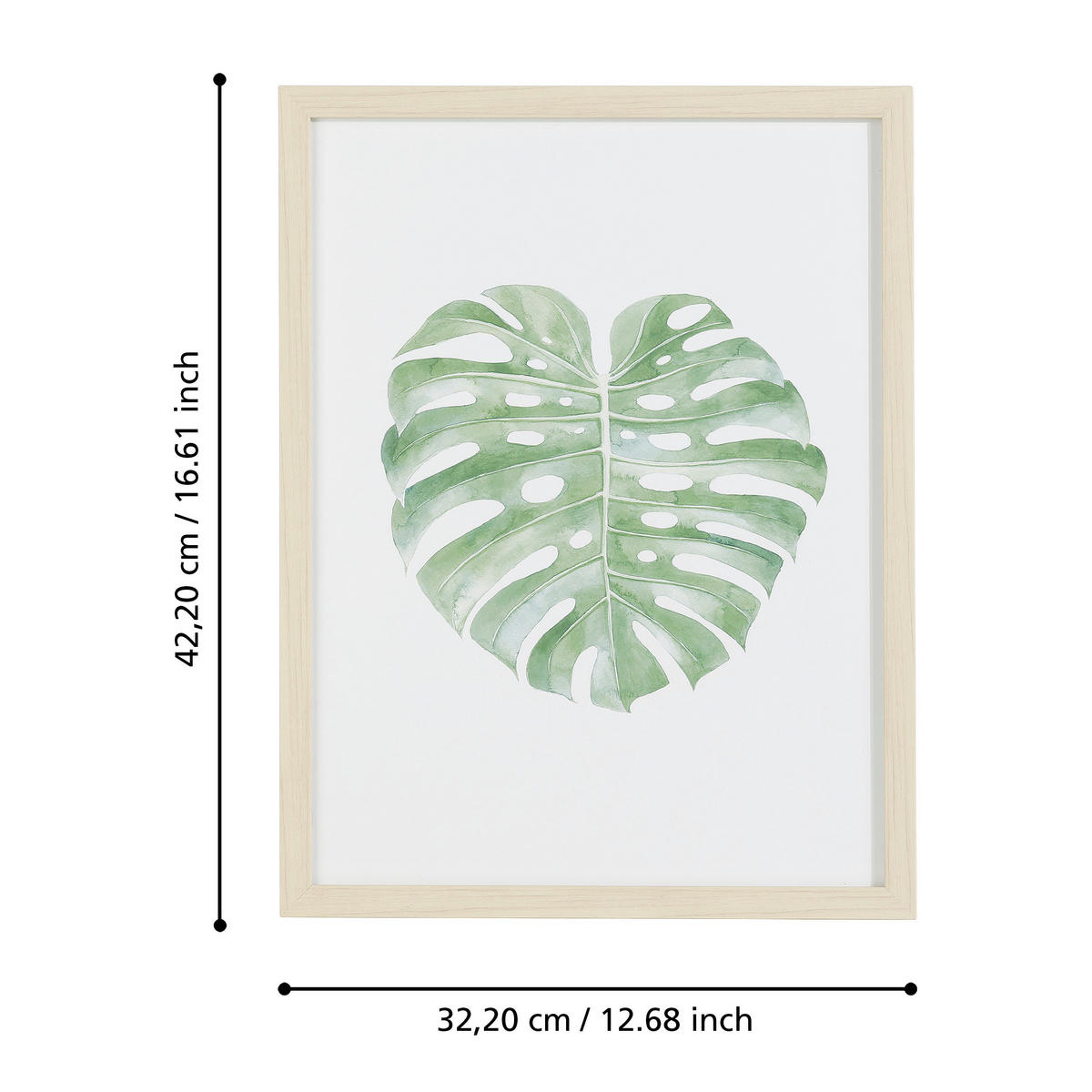 DRUCKGRAFIK - Eichefarben/Weiß, Trend, Glas/Papier (32,2/1,9/42,2cm) - Eglo