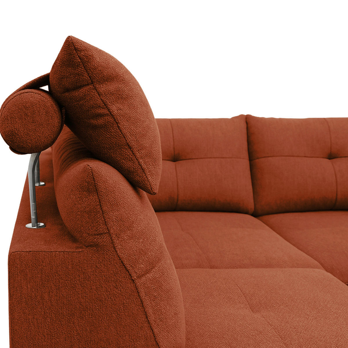 ECKSOFA SOLEI Rot Chenille Zierkissen, Bettkasten, Kopfstütze  - Rot/Schwarz, Design, Kunststoff/Textil (203/265cm) - MID.YOU