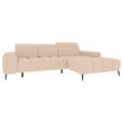 ECKSOFA Beige Flachgewebe Sitztiefenverstellung, Kopfteilverstellung, Rücken echt  - Beige/Schwarz, KONVENTIONELL, Kunststoff/Textil (273/171cm) - Carryhome