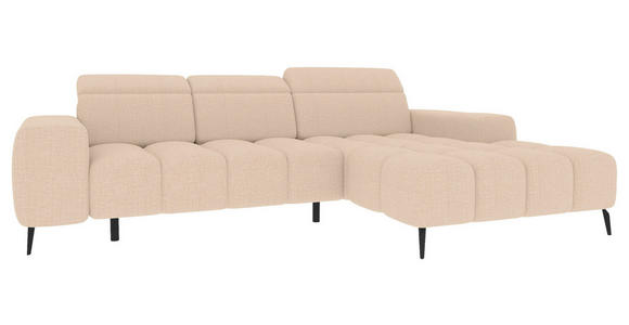 ECKSOFA Beige Flachgewebe Sitztiefenverstellung, Kopfteilverstellung, Rücken echt  - Beige/Schwarz, KONVENTIONELL, Kunststoff/Textil (273/171cm) - Carryhome