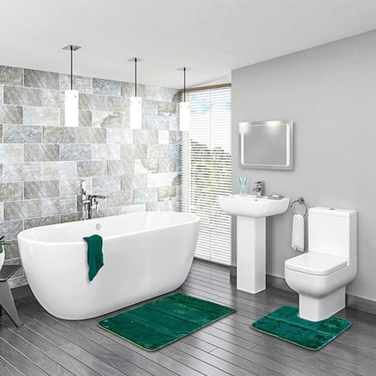 FÜRDŐSZOBASZŐNYEG   sötétzöld   - sötétzöld, Basics, textil (50/2/60cm)