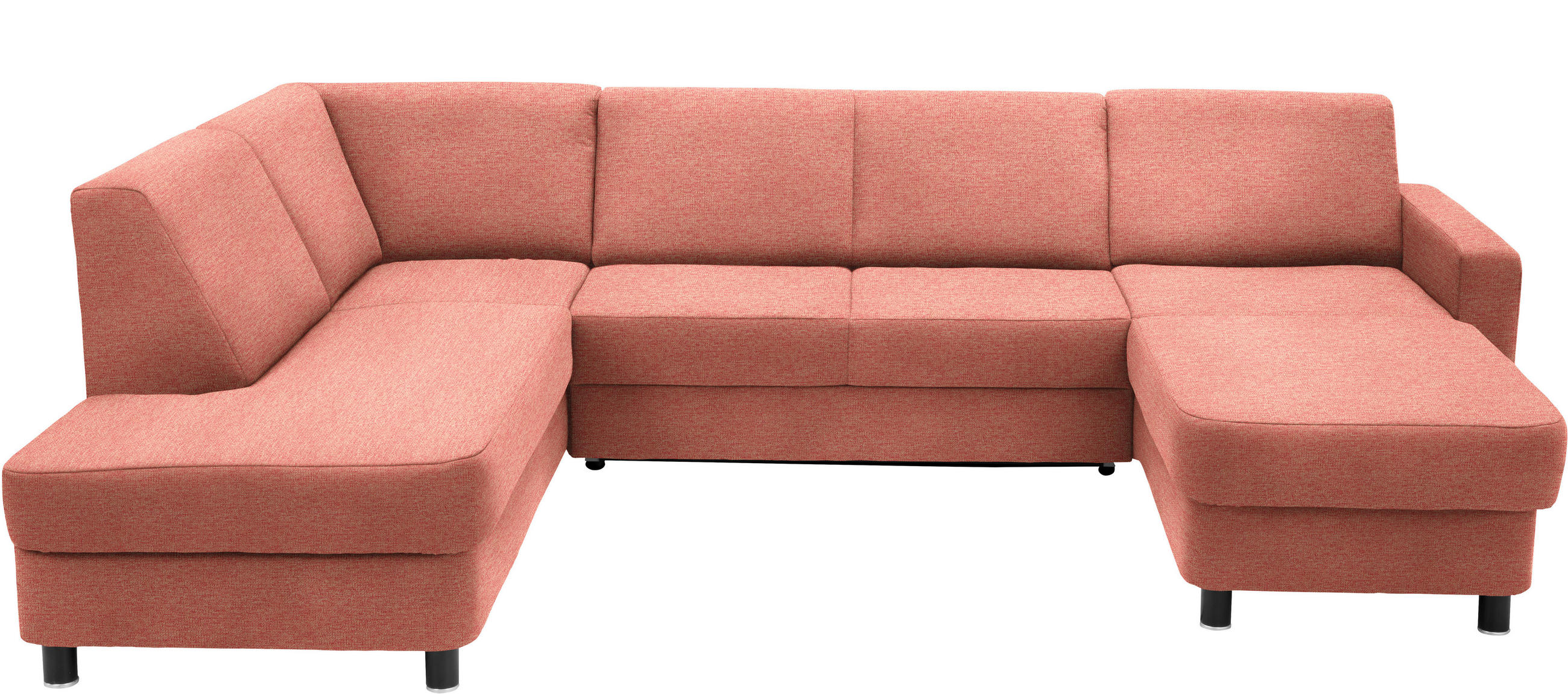 WOHNLANDSCHAFT in Webstoff Koralle  - Koralle/Schwarz, Design, Holz/Textil (198/296/165cm) - Xora