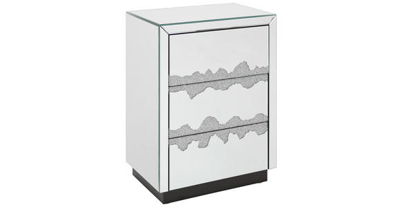 NACHTSCHRANK 45/60/30 cm - Silberfarben/Schwarz, Trend, Glas/Holzwerkstoff (45/60/30cm) - Xora