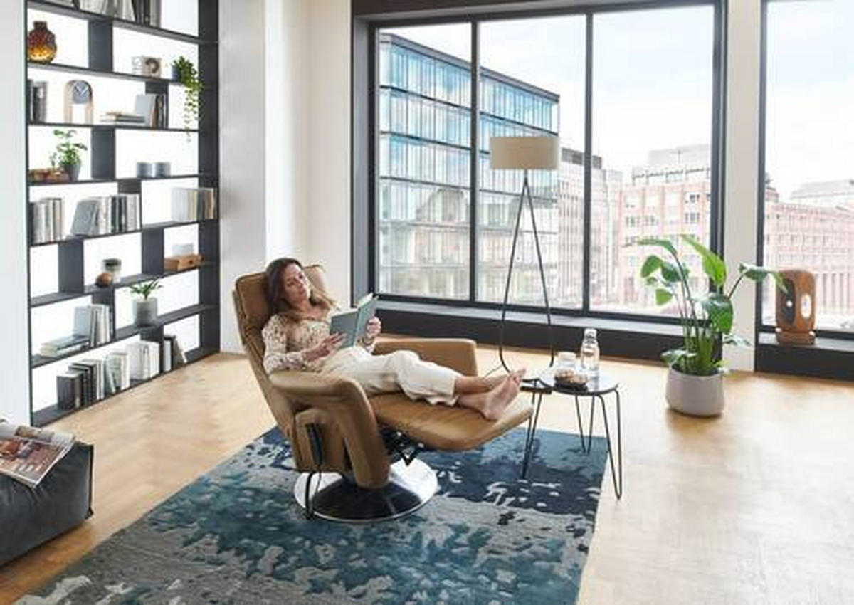 RELAXSESSEL Mikrofaser Aufstehhilfe    - Chromfarben/Braun, Design, Textil/Metall (83/110/87-172cm) - Valdera