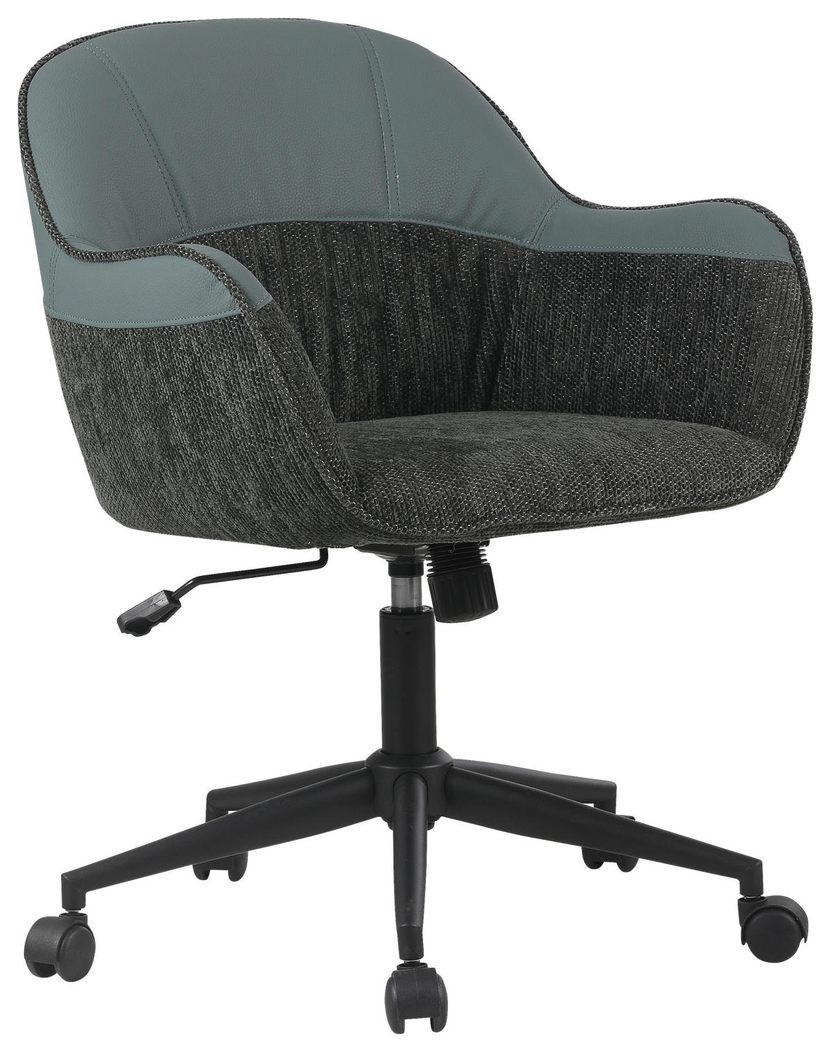 DREHSTUHL  in Lederlook, Webstoff Grün, Anthrazit  - Anthrazit/Schwarz, MODERN, Kunststoff/Textil (61/79-86,5/59cm) - Stylife