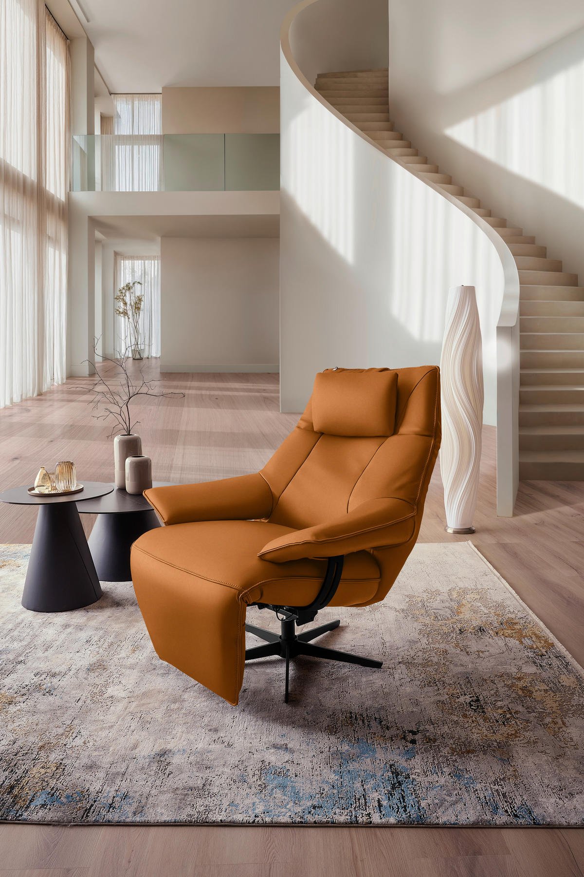 RELAXSESSEL in Leder Senfgelb  - Senfgelb/Schwarz, Design, Leder/Metall (92/79/82cm) - Dieter Knoll