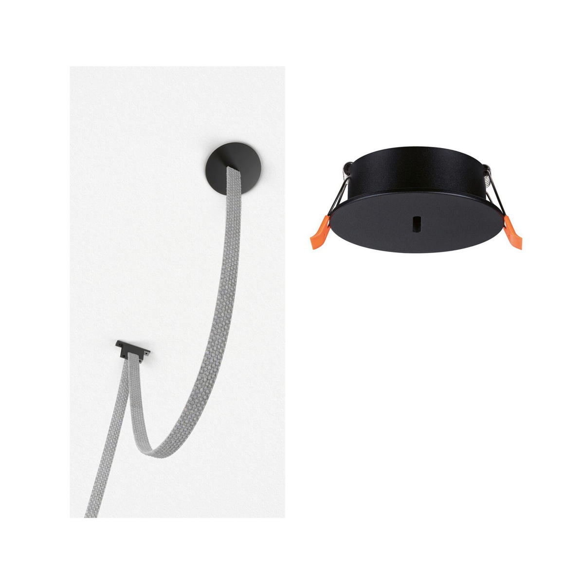 SEILSYSTEM-MONTAGESET ULine 8,5/2,7 cm   - Schwarz, Basics, Metall (8,5/2,7cm) - Paulmann