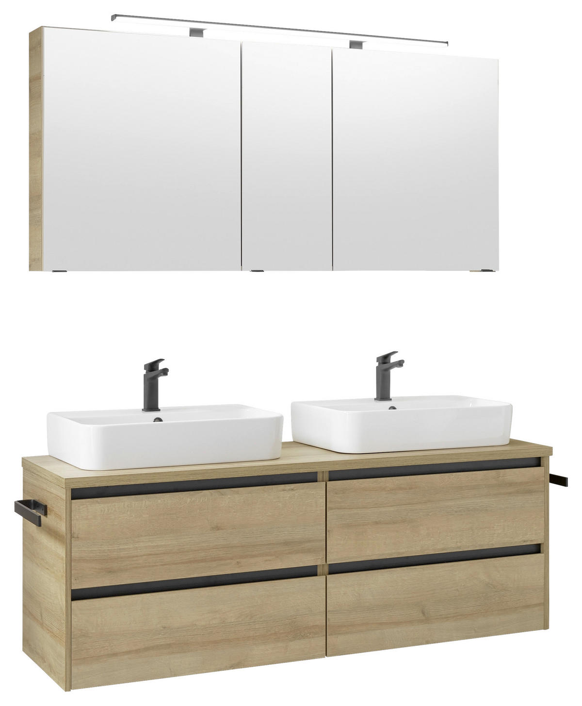 BADEZIMMER 4-teilig  in 152 cm  - Eichefarben/Weiß, Design, Glas/Keramik (152cm) - Musterring