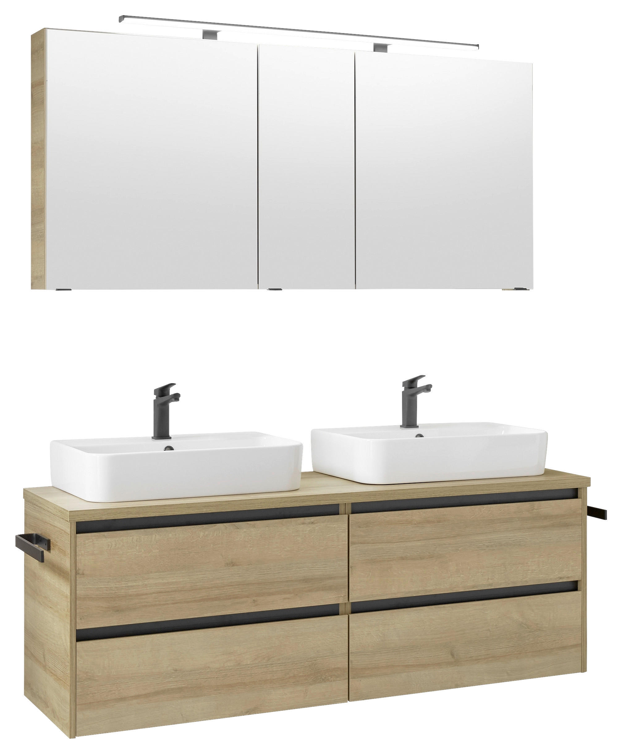 Thumbnail - Musterring Badezimmer Revento Line, Eiche, Glas, Holzwerkstoff, 4-teilig, 6 Fächer, 4 Schublade(n),4 Schublade(n) Schubl...