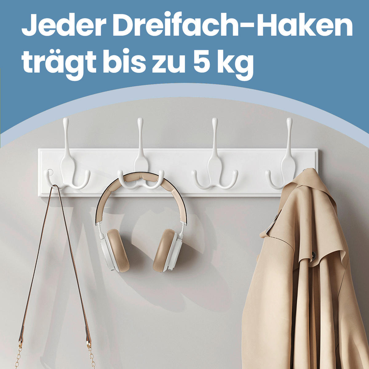 WANDGARDEROBE  in Weiß  - Weiß, Basics, Holzwerkstoff/Metall (40/7cm)