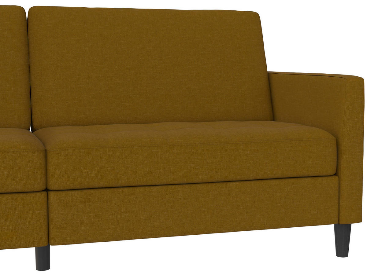 SCHLAFSOFA Webstoff, Leinenoptik Currygelb  - Currygelb/Schwarz, Basics, Kunststoff/Textil (207/86/86cm) - Livetastic