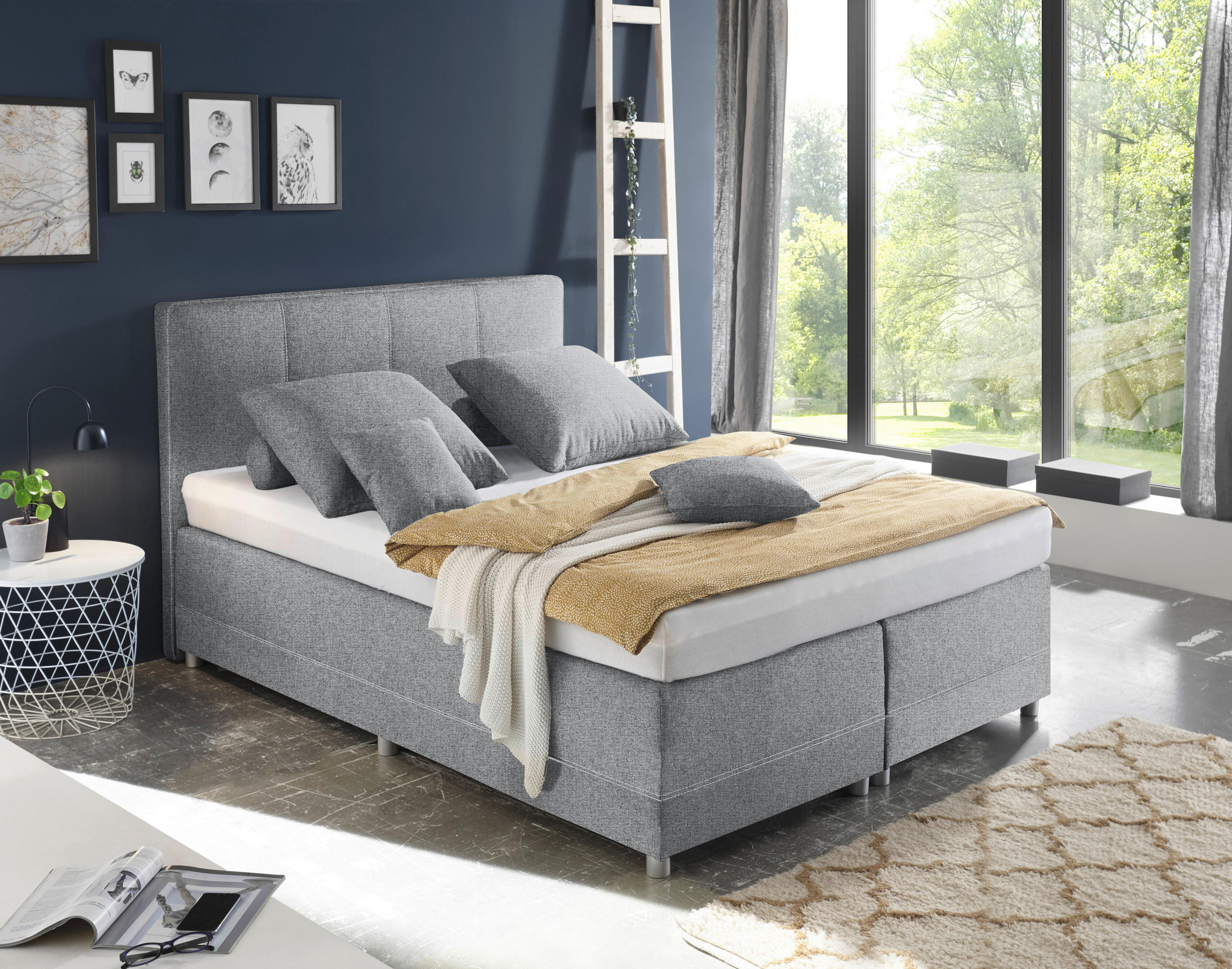 BOXSPRINGBETT 140/200 cm  in Grau  - Silberfarben/Grau, MODERN, Holzwerkstoff/Kunststoff (140/200cm) - MID.YOU