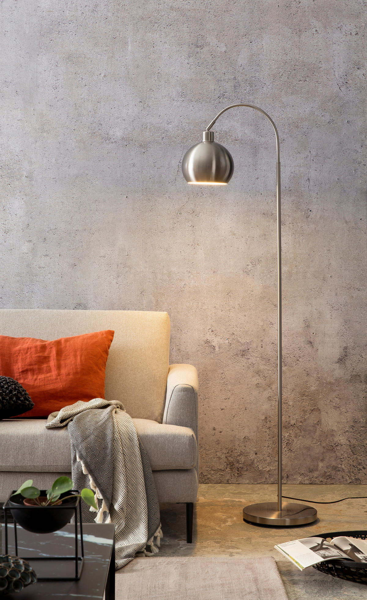 STEHLEUCHTE  28/153/60 cm   - Edelstahlfarben, Design, Metall (28/153/60cm) - P & B