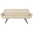 SITZBANK 201,5/87/67,5 cm Echtleder Schwarz, Beige  - Beige/Schwarz, Design, Leder/Metall (201,5/87/67,5cm) - Dieter Knoll