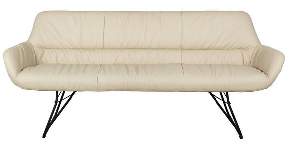 SITZBANK 201,5/87/67,5 cm Echtleder Schwarz, Beige  - Beige/Schwarz, Design, Leder/Metall (201,5/87/67,5cm) - Dieter Knoll