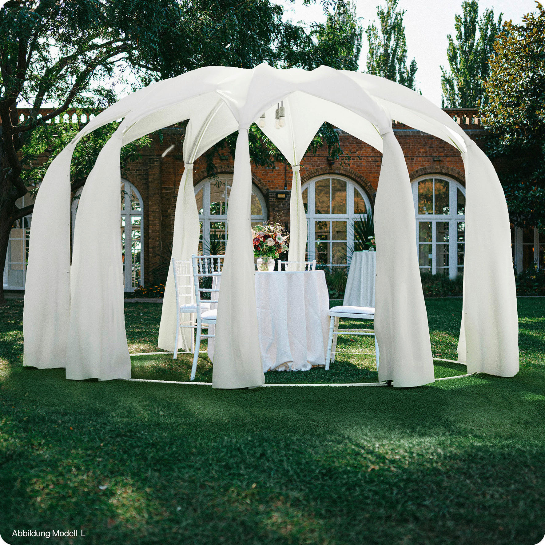 PAVILLON 372/250/372 cm Aluminium  - Silberfarben/Weiß, Basics, Textil/Metall (372/250/372cm)