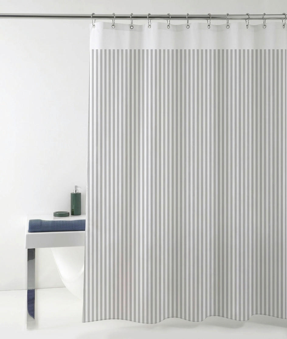 SPRCHOVÝ ZÁVĚS, 180/200 cm - šedá/bílá, Basics, plast (180/200cm) - Grund