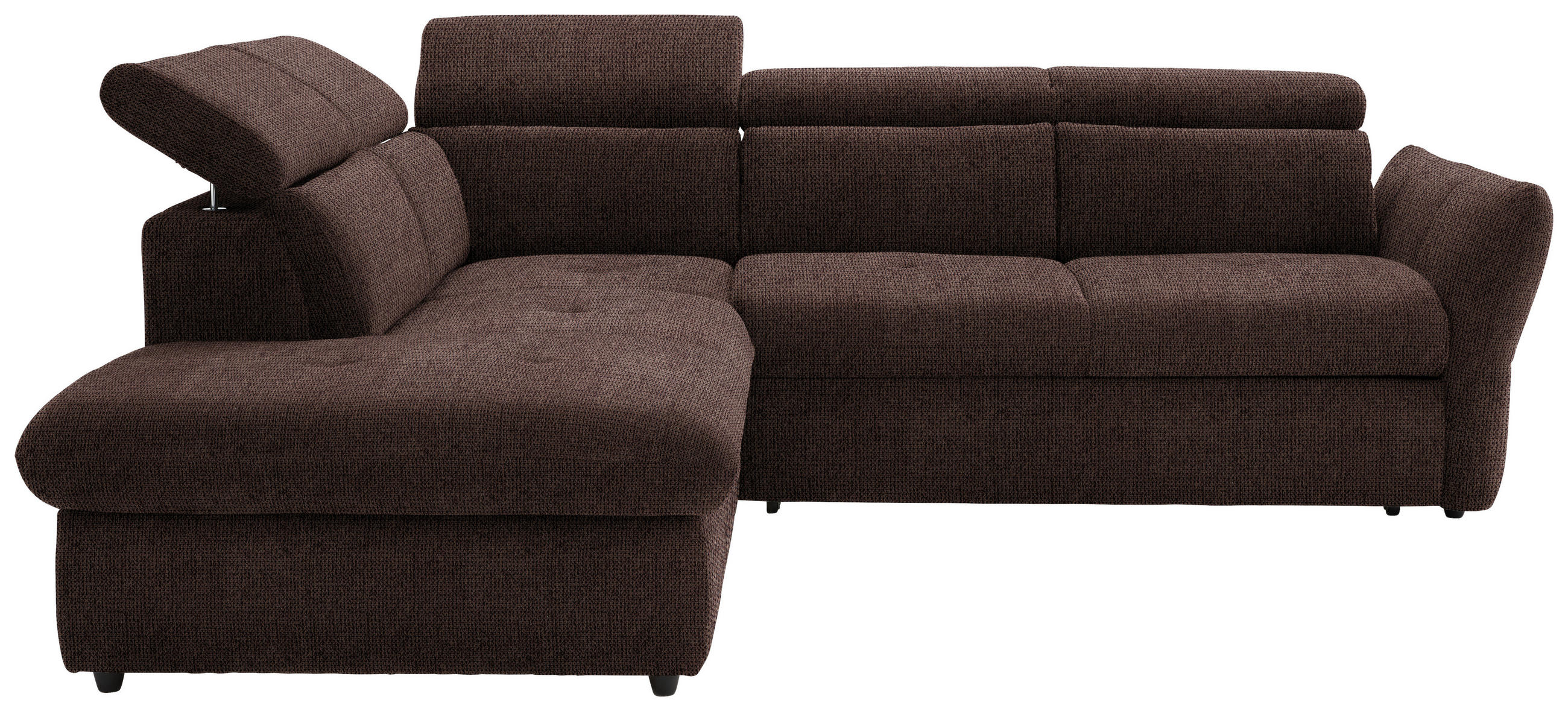 ECKSOFA in Mikrofaser Dunkelbraun  - Dunkelbraun/Schwarz, Design, Kunststoff/Textil (224/254cm) - Livetastic
