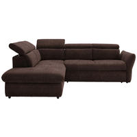 ECKSOFA in Mikrofaser Dunkelbraun  - Dunkelbraun/Schwarz, Design, Kunststoff/Textil (224/254cm) - Livetastic