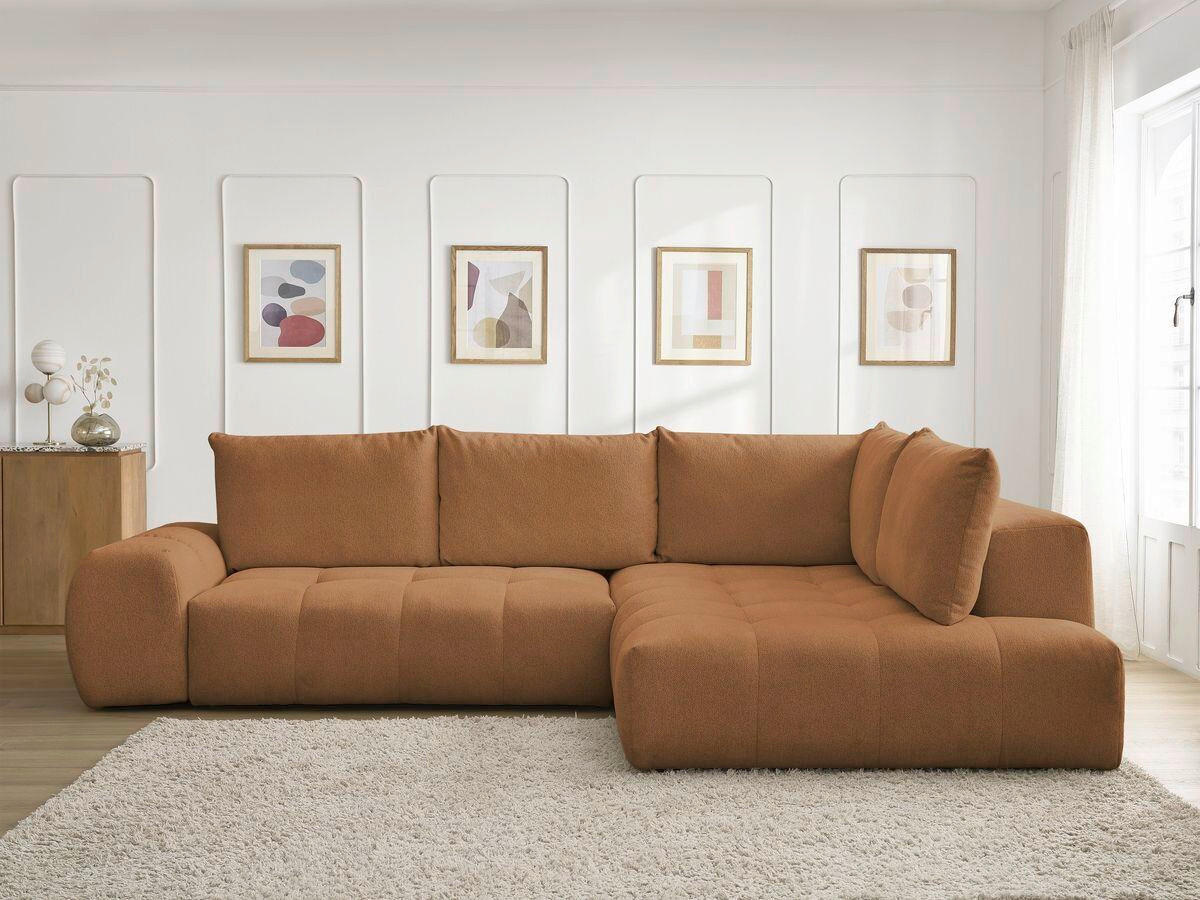 ECKSCHLAFSOFA EVEREST  mit Rücken echt, Armteil links, Armteil rechts Flachgewebe Orange  - Schwarz/Orange, MODERN, Kunststoff/Textil (320/212cm)