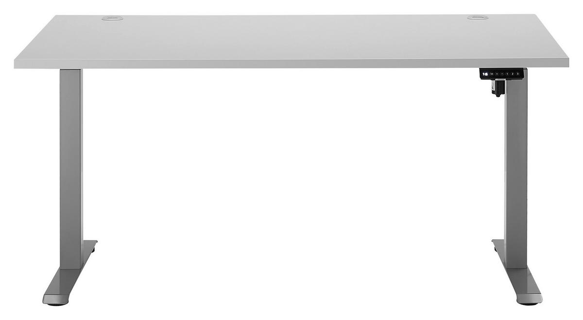 SCHREIBTISCH 160/77/74,3-118,3 cm  in Hellgrau  - Silberfarben/Hellgrau, Basics, Holzwerkstoff/Metall (160/77/74,3-118,3cm) - Carryhome