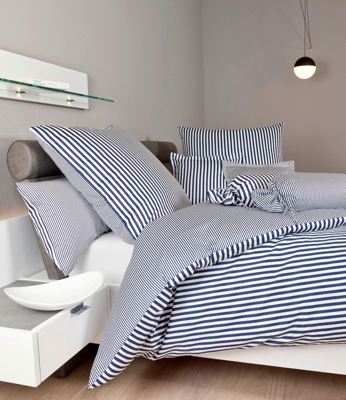 WENDEBETTWÄSCHE Giorgio Makosatin 155/220 cm  - Dunkelblau/Weiß, KONVENTIONELL, Textil (155/220cm) - Janine