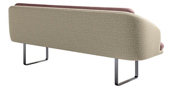 SITZBANK 255/89/68 cm Velours, Flachgewebe Rosa, Beige Metall  - Beige/Schwarz, Design, Textil/Metall (255/89/68cm) - Dieter Knoll