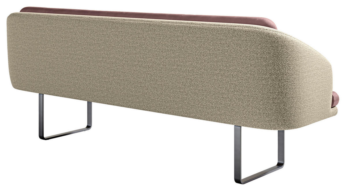 SITZBANK 255/89/68 cm Velours, Flachgewebe Rosa, Beige Metall  - Beige/Schwarz, Design, Textil/Metall (255/89/68cm) - Dieter Knoll