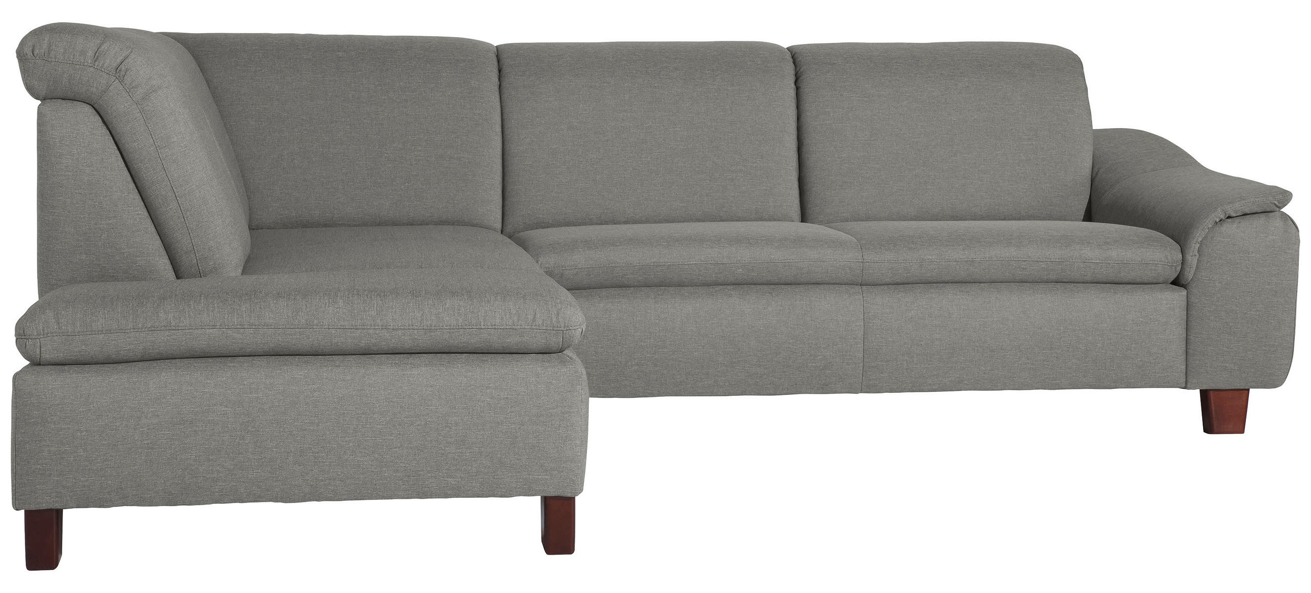 ECKSOFA Hellgrau Flachgewebe  - Nussbaumfarben/Hellgrau, Design, Holz/Textil (187/247cm) - Max Winzer