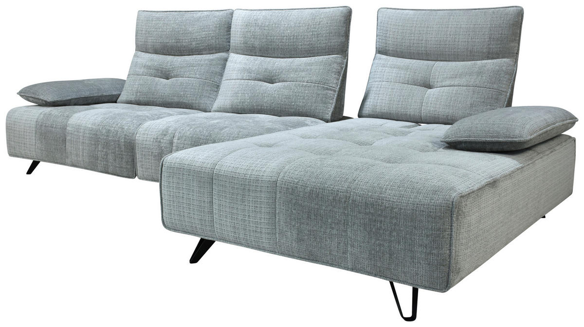 ECKSOFA Hellgrau Chenille  - Hellgrau/Schwarz, Design, Kunststoff/Textil (314/162cm) - Livetastic