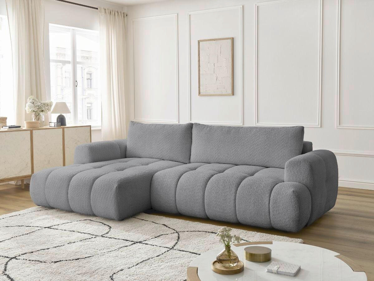 ECKSCHLAFSOFA FUJI Bouclé Dunkelgrau  inkl.  - Dunkelgrau/Schwarz, MODERN, Kunststoff/Textil (160/292cm)