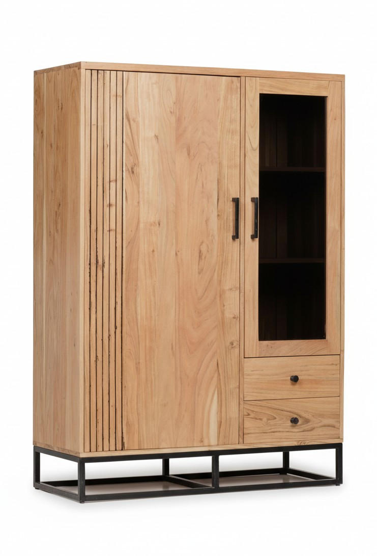 HIGHBOARD  in 105/146/41,5 cm  - Schwarz/Naturfarben, Design, Glas/Holz (105/146/41,5cm) - Livetastic