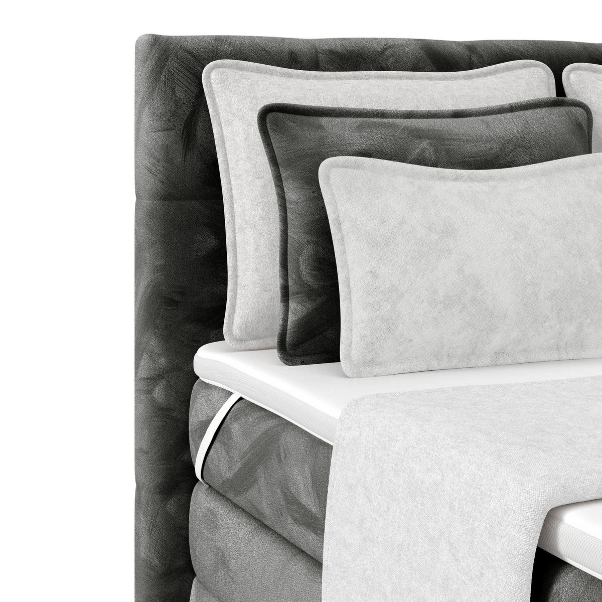 BOXSPRINGBETT 140/200 cm,  in Anthrazit, gepolstertes Kopfteil, Bettkasten, Topper, Matratzen, H3 + H3 = fest  - Anthrazit, KONVENTIONELL, Holz/Holzwerkstoff (140/200cm) - Luca Bessoni