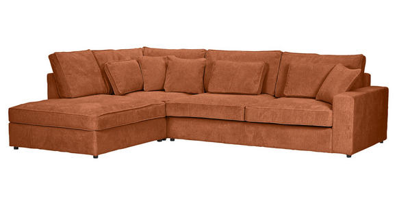 ECKSOFA Rostfarben Cord Zierkissen, Rückenkissen, Rücken echt  - Rostfarben/Schwarz, MODERN, Kunststoff/Textil (228/307cm) - Carryhome