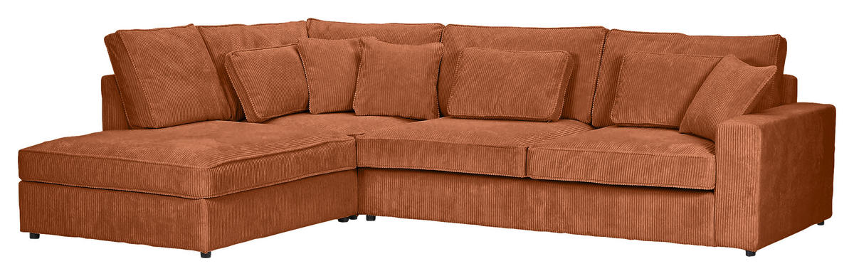 ECKSOFA Cord Rostfarben  - Rostfarben/Schwarz, Modern, Kunststoff/Textil (228/307cm) - Carryhome