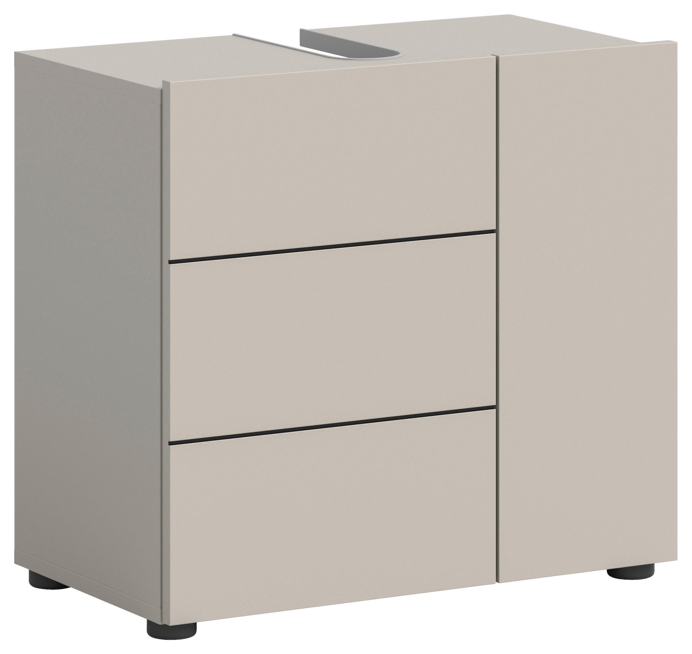 WASCHBECKENUNTERSCHRANK 60/57/34 cm  - Kaschmir/Schwarz, MODERN, Holzwerkstoff/Kunststoff (60/57/34cm) - MID.YOU
