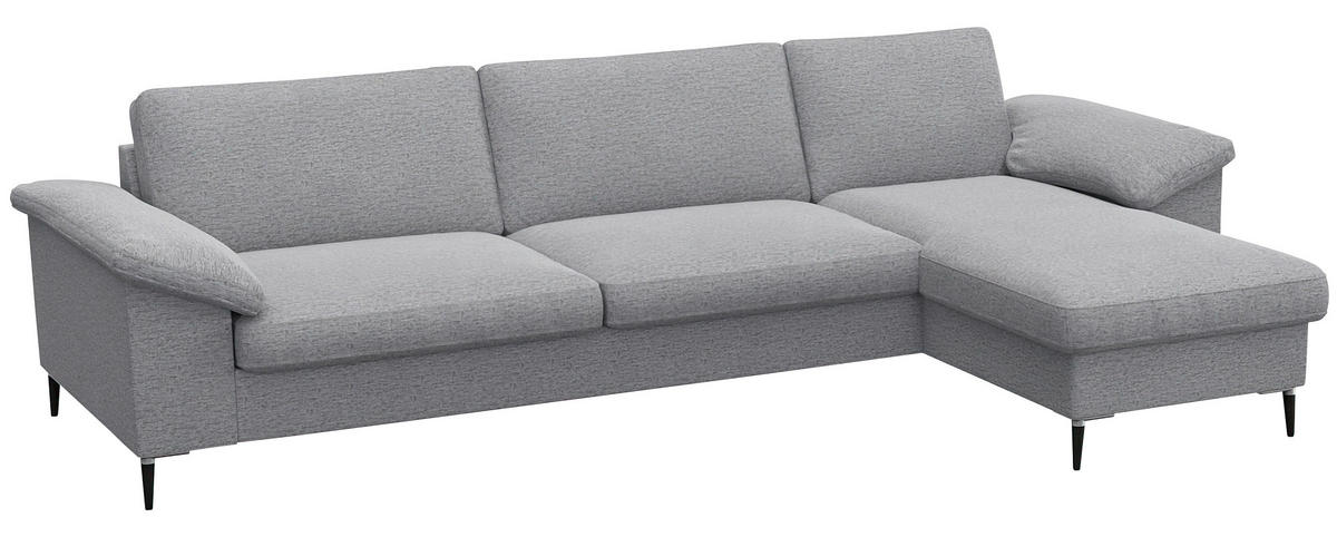 ECKSOFA Hellgrau Flachgewebe  - Hellgrau/Alufarben, Design, Textil/Metall (274/159cm) - Livetastic