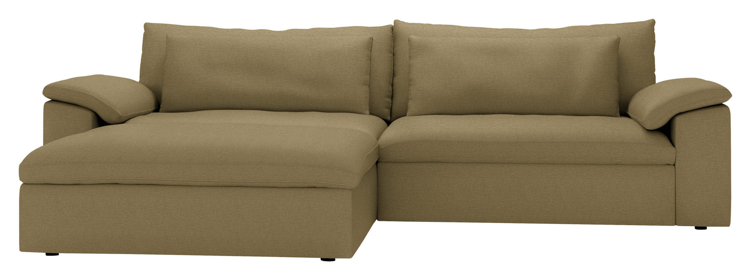 ECKSOFA  Chenille Schilfgrün  - Schilfgrün/Schwarz, Modern, Kunststoff/Textil (198/306cm) - Carryhome