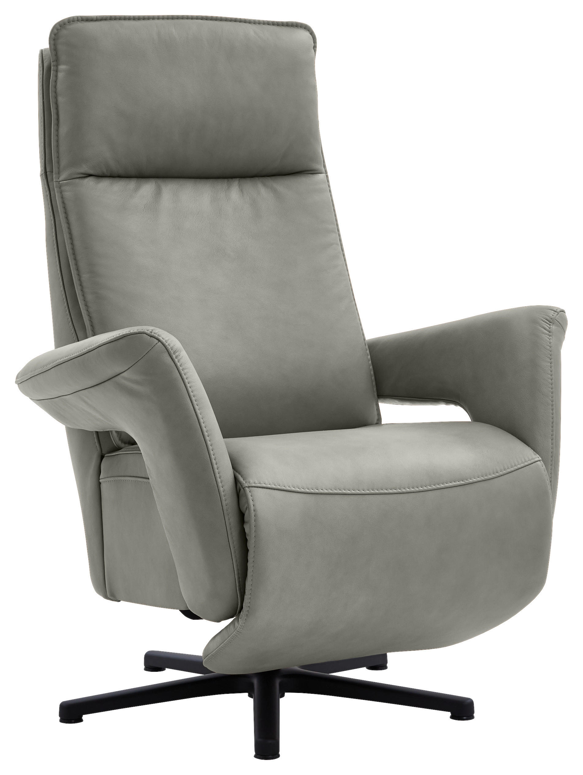 FAUTEUIL RELAX in Leder Grau  - Schwarz/Grau, Design, Leder/Metall (83/112/87-174cm) - Valdera
